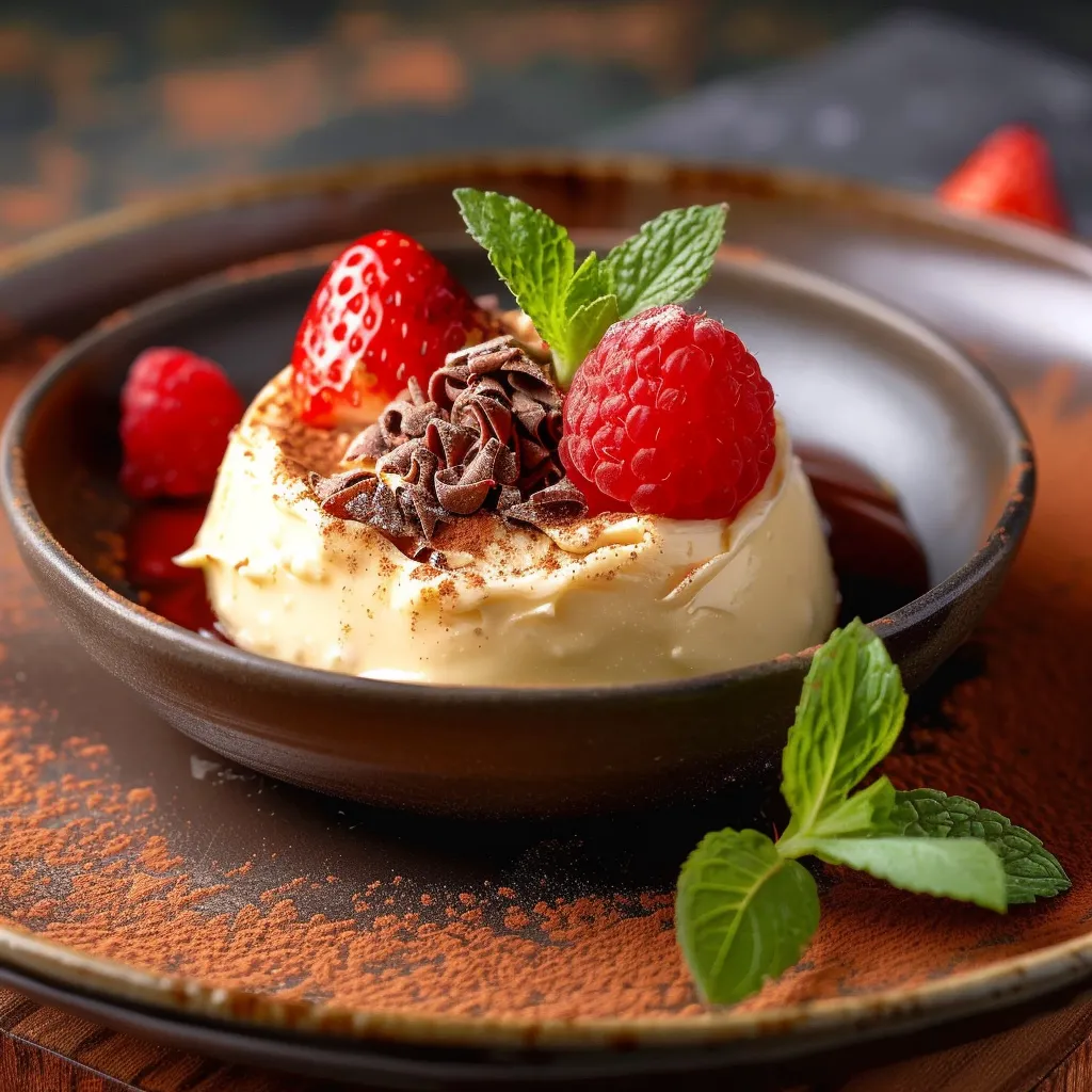 Um prato com frutas e chocolate.