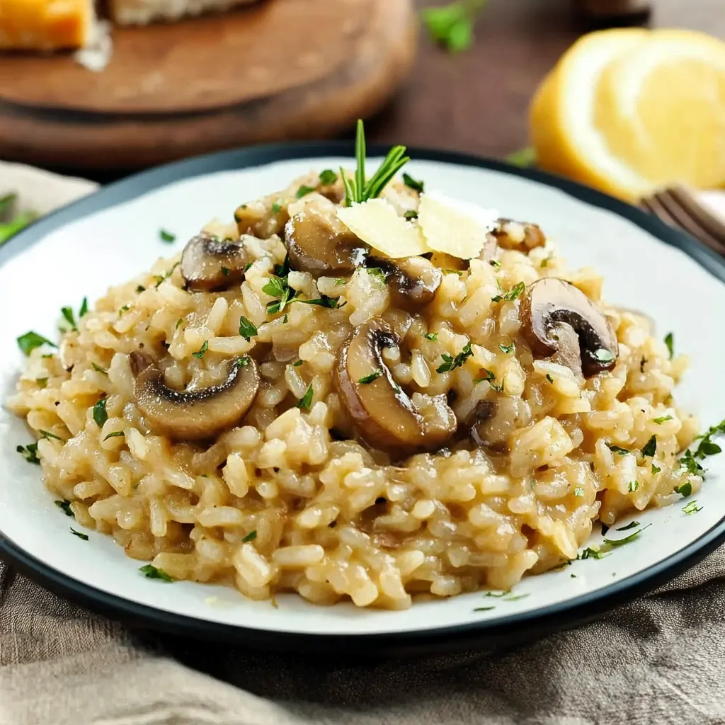 Arroz com cogumelos e ervas.