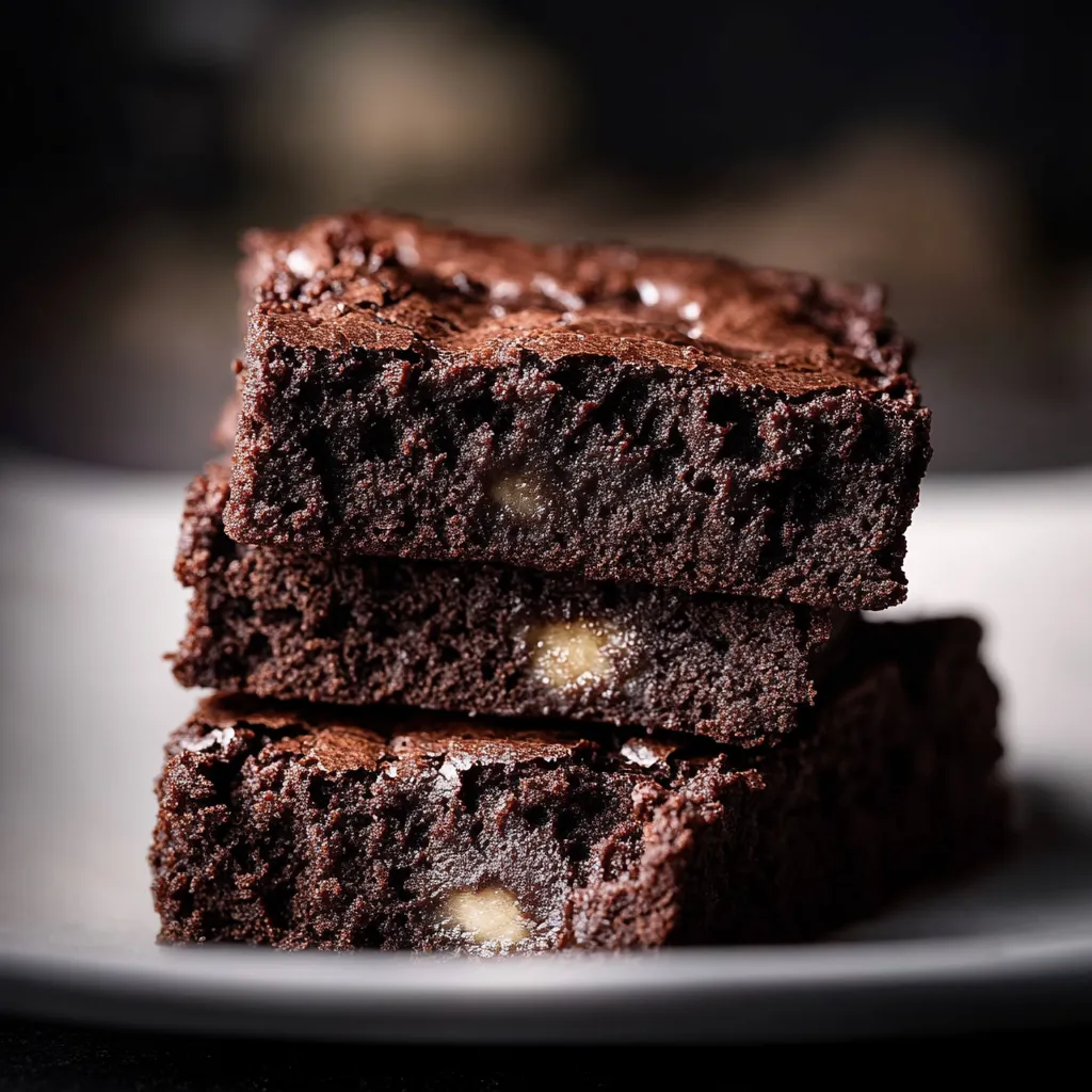 Dois pedaços de brownie com manteiga e nozes.