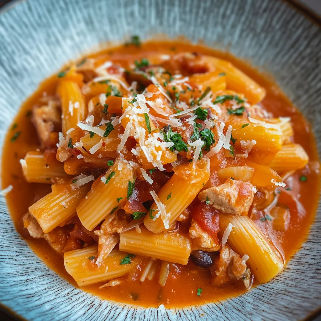 Macarrão com tomate e cebolinha.