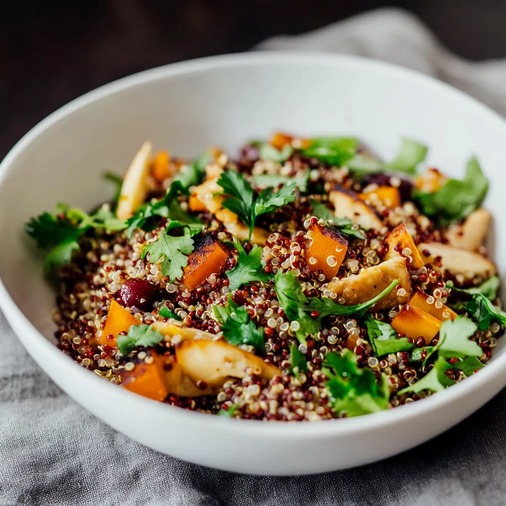 Um prato de arroz com carne e vegetais.