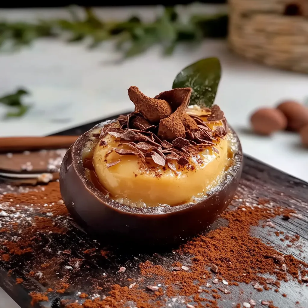Café com chocolate e folhas verdes.