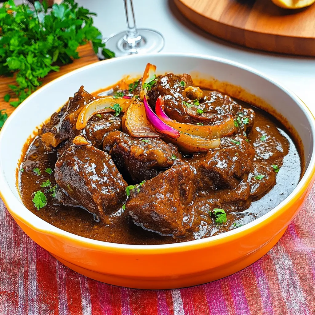Um prato cheio de carne assada com cebola e alho.