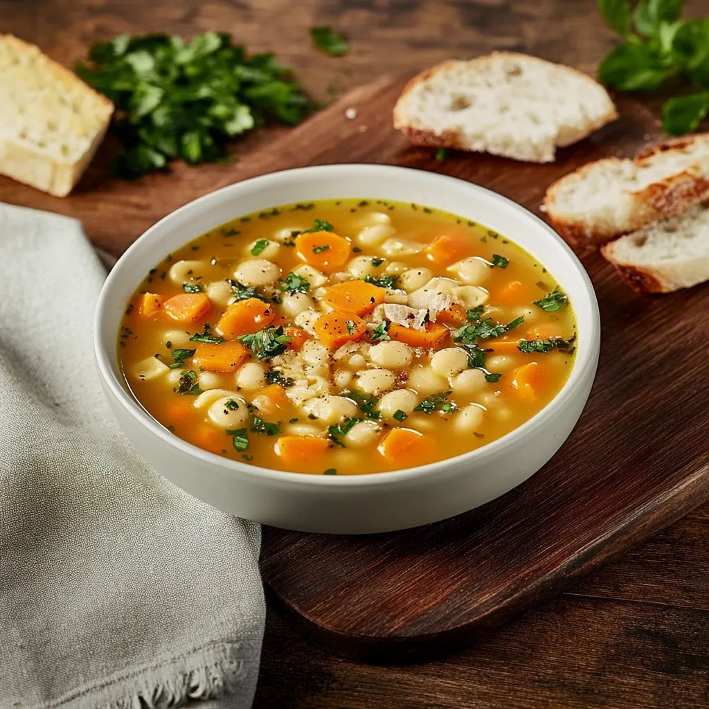 Um prato de sopa com carro e cenoura.