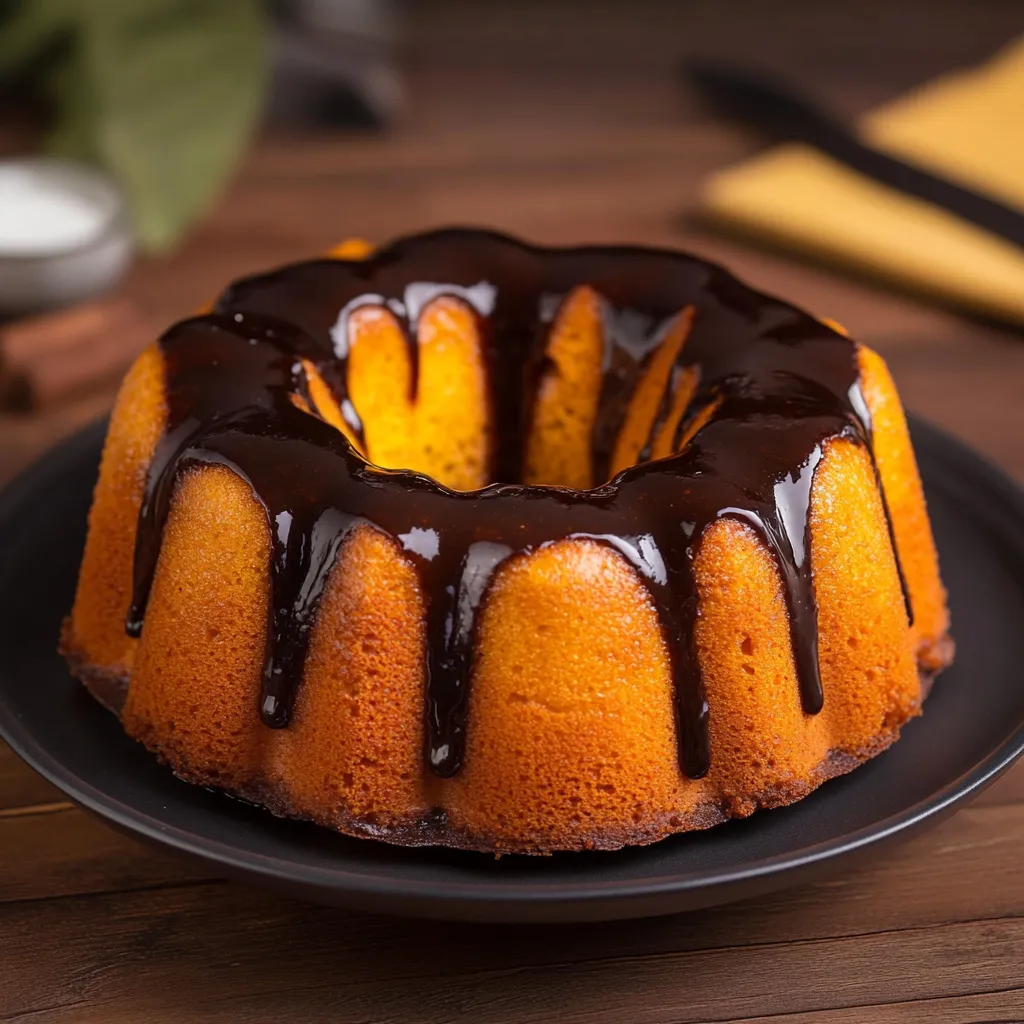 Cake com chocolate e caramelo.