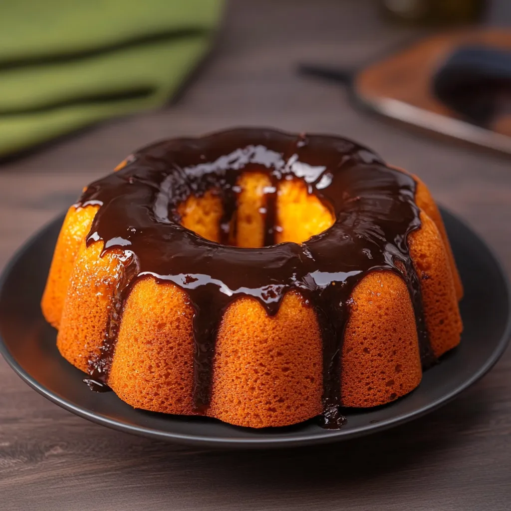 Cake com chocolate e caramelo.