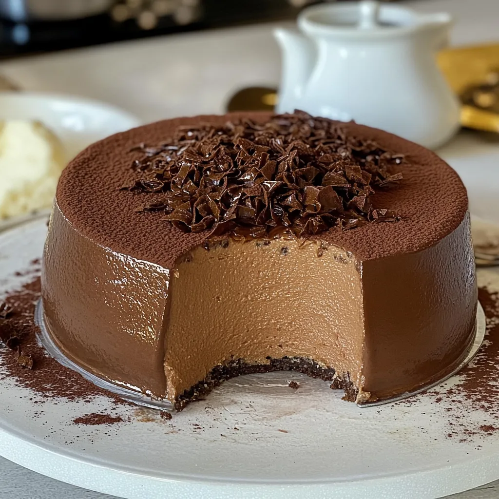 Um bolo de chocolate com chocolate em pó em cima.