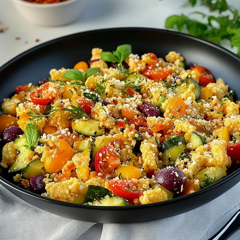 Um prato de comida com vegetais e cereais.