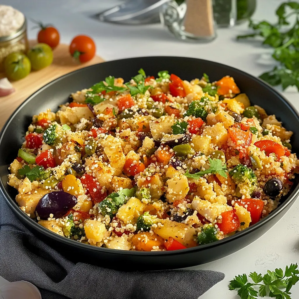 Um prato de comida com frutas e legumes.