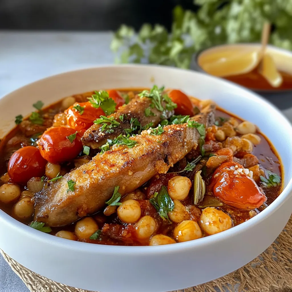 Um prato de comida com carne, legumes e tomates.