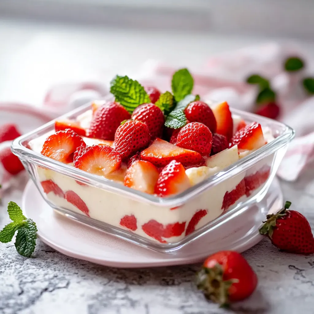 Um frasco de frutas com frutas vermelhas e verdes.