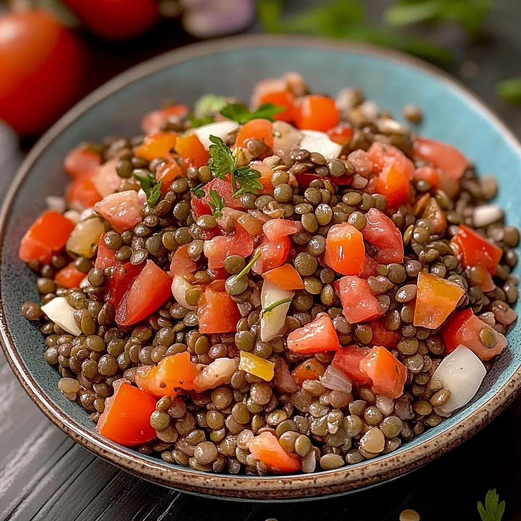 Um prato cheio de tomates e legumes.