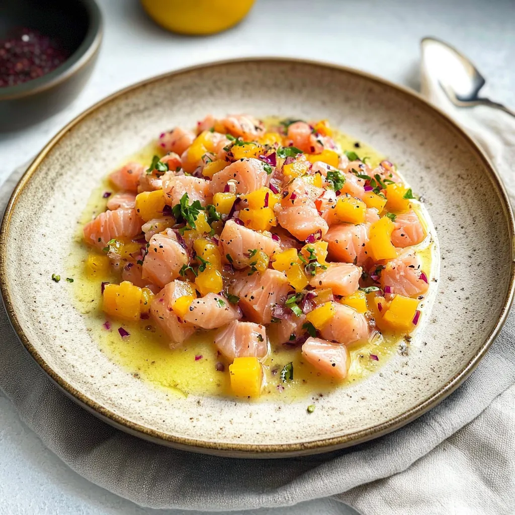 Fruta com salada de camarão.