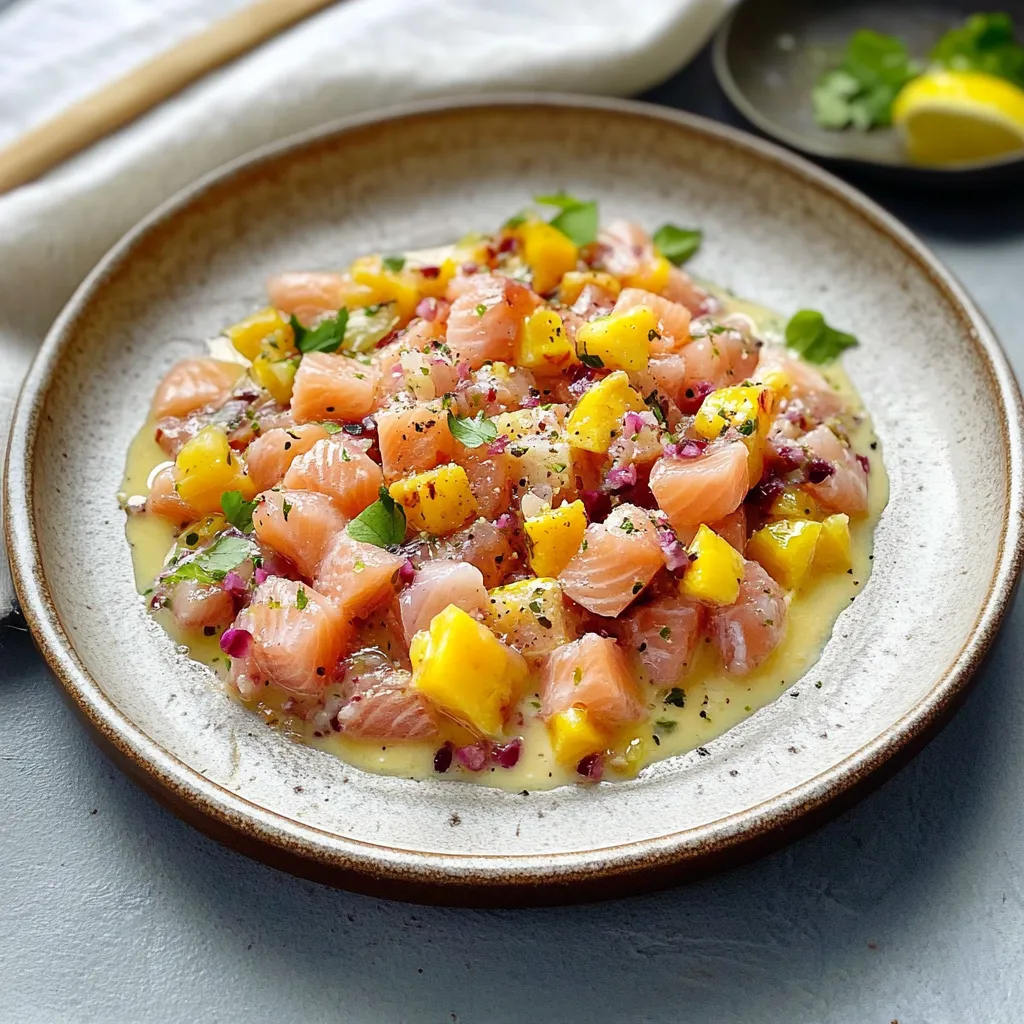 Fruta com salada de camarão.