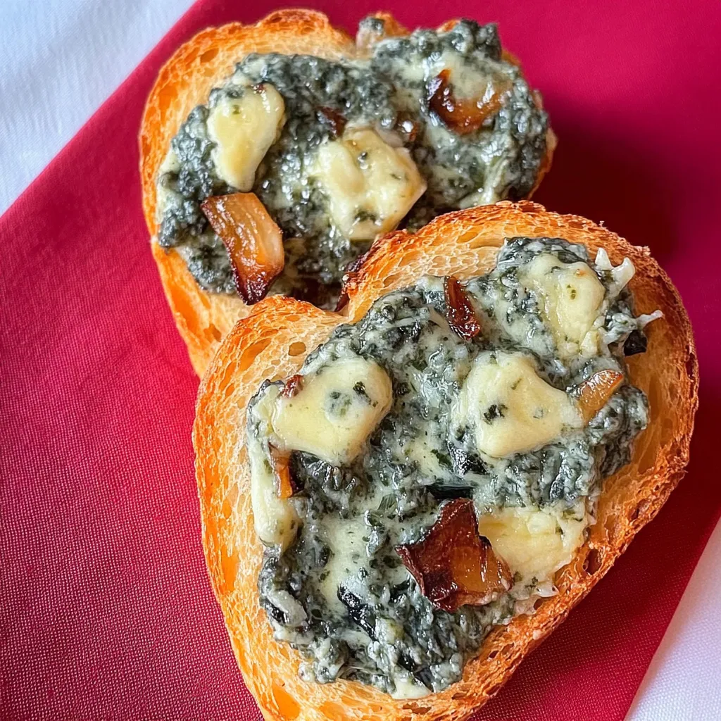 Pão com queijo e espinafre.