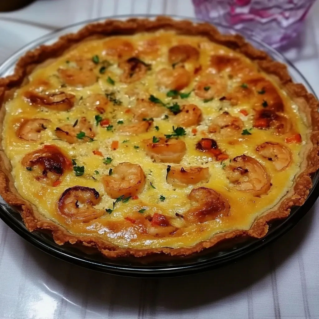 Tarta de camarão com crostada.