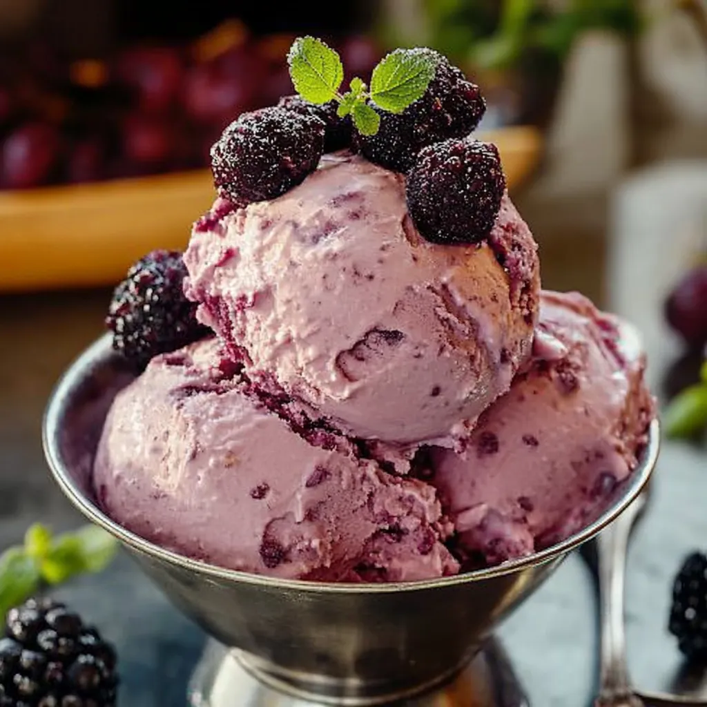 Um copo de sorvete com frutas vermelhas e negras.