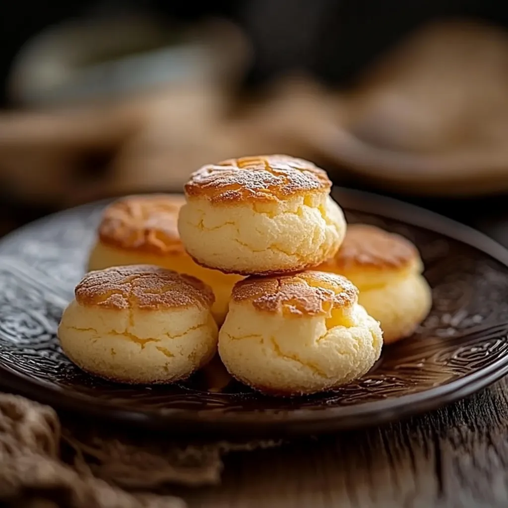 Pães de queijo em uma tábua.