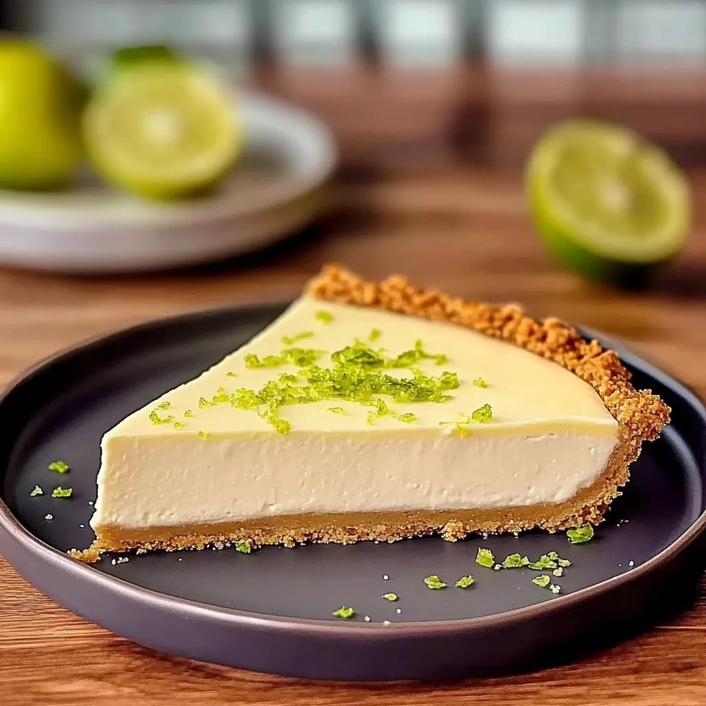 Um pedaço de tarta de limão em um prato.