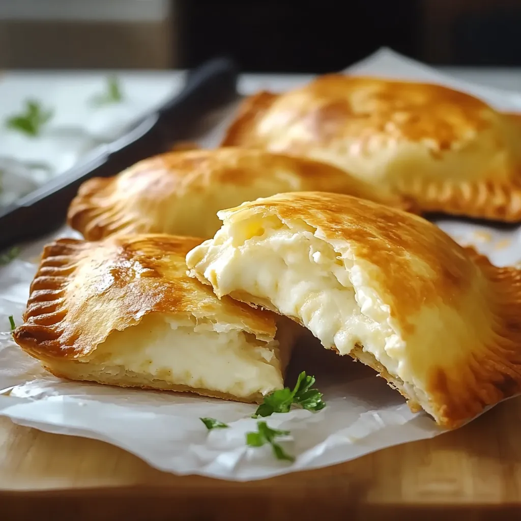 Quatro pastel de frango em uma tabela.