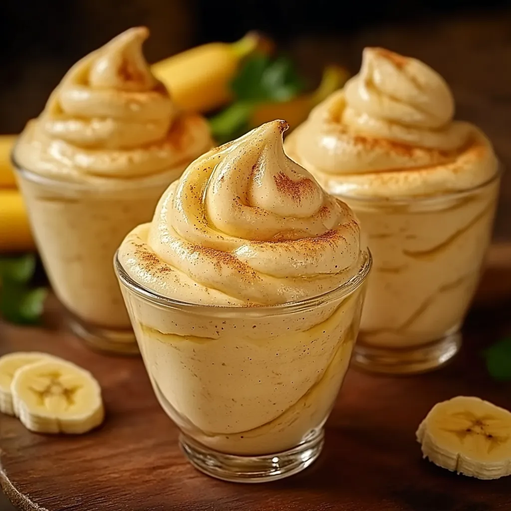 Bananas e creme em copos.