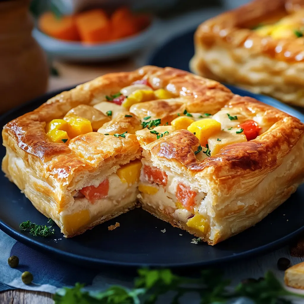Pizza com frutas e carne.