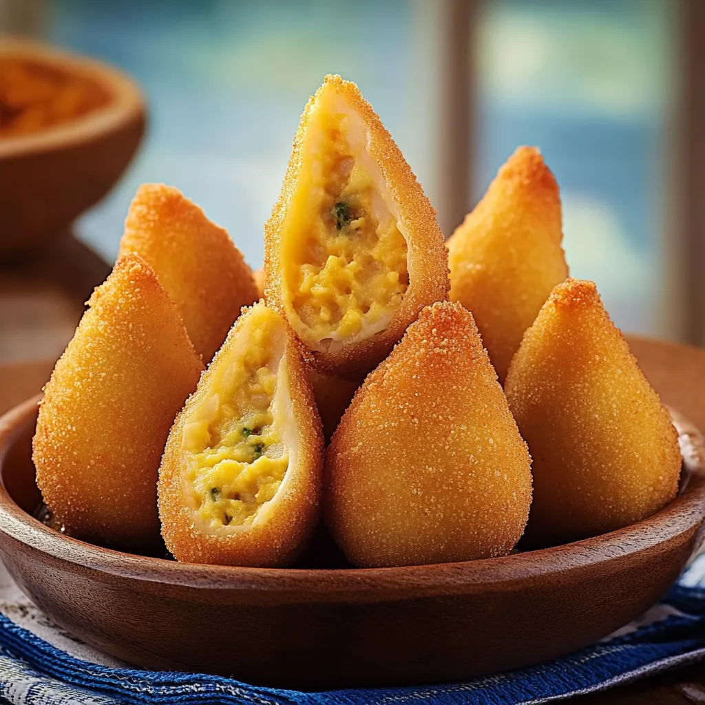 Um pote com bolinhas de massa com camadas de carne e ovos.