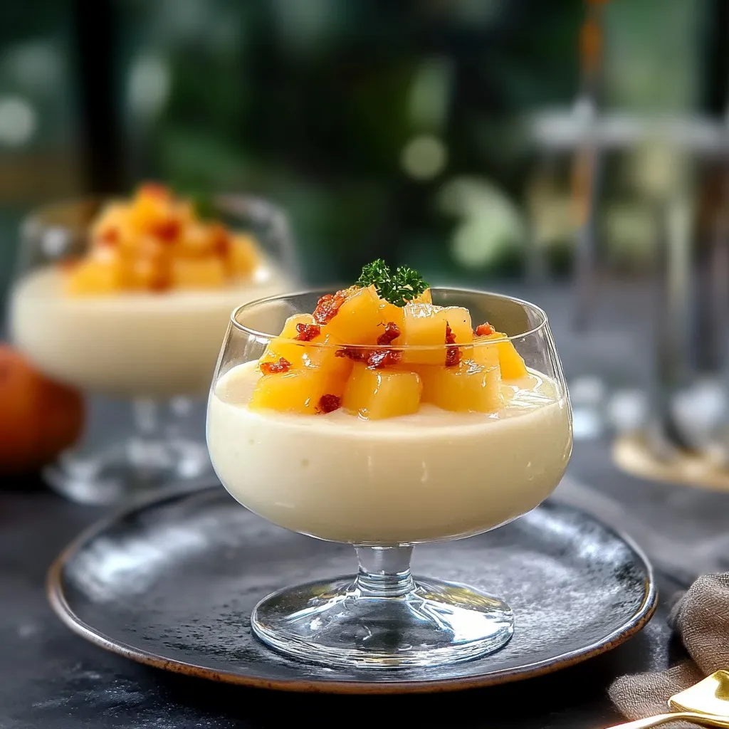 Glass of food with bacon bits.