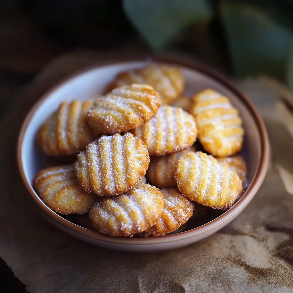 Um prato cheio de biscoitos com granulado.