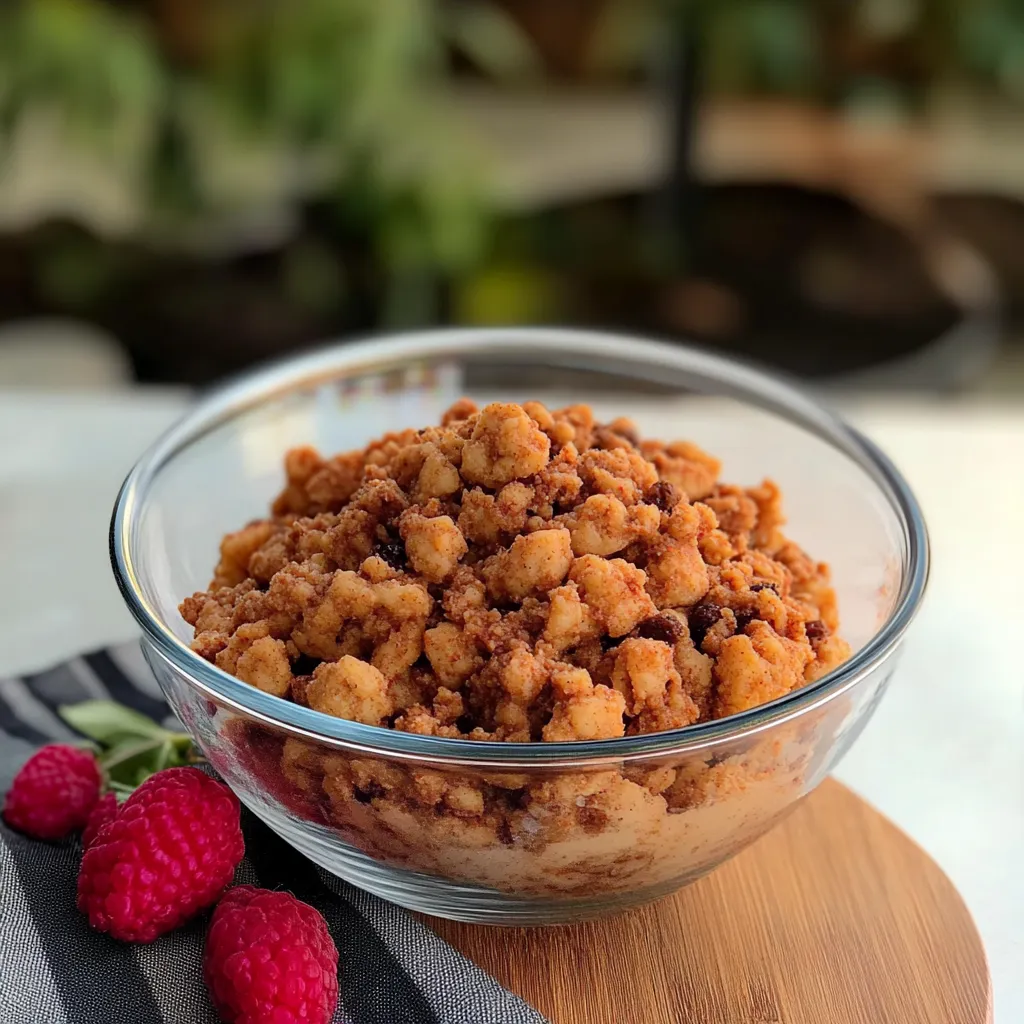 Um prato de granulado com frutas vermelhas.