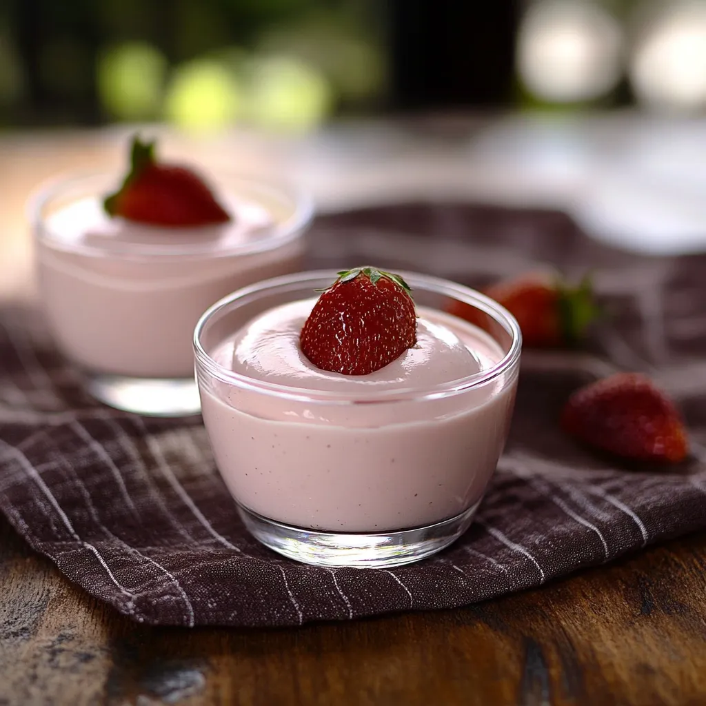 Dois copos de creme de frutas com frutas vermelhas.