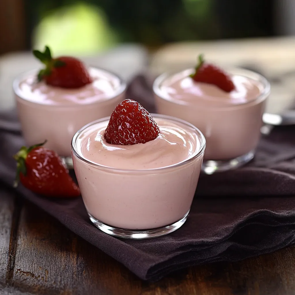 Três copos de creme com frutas vermelhas.