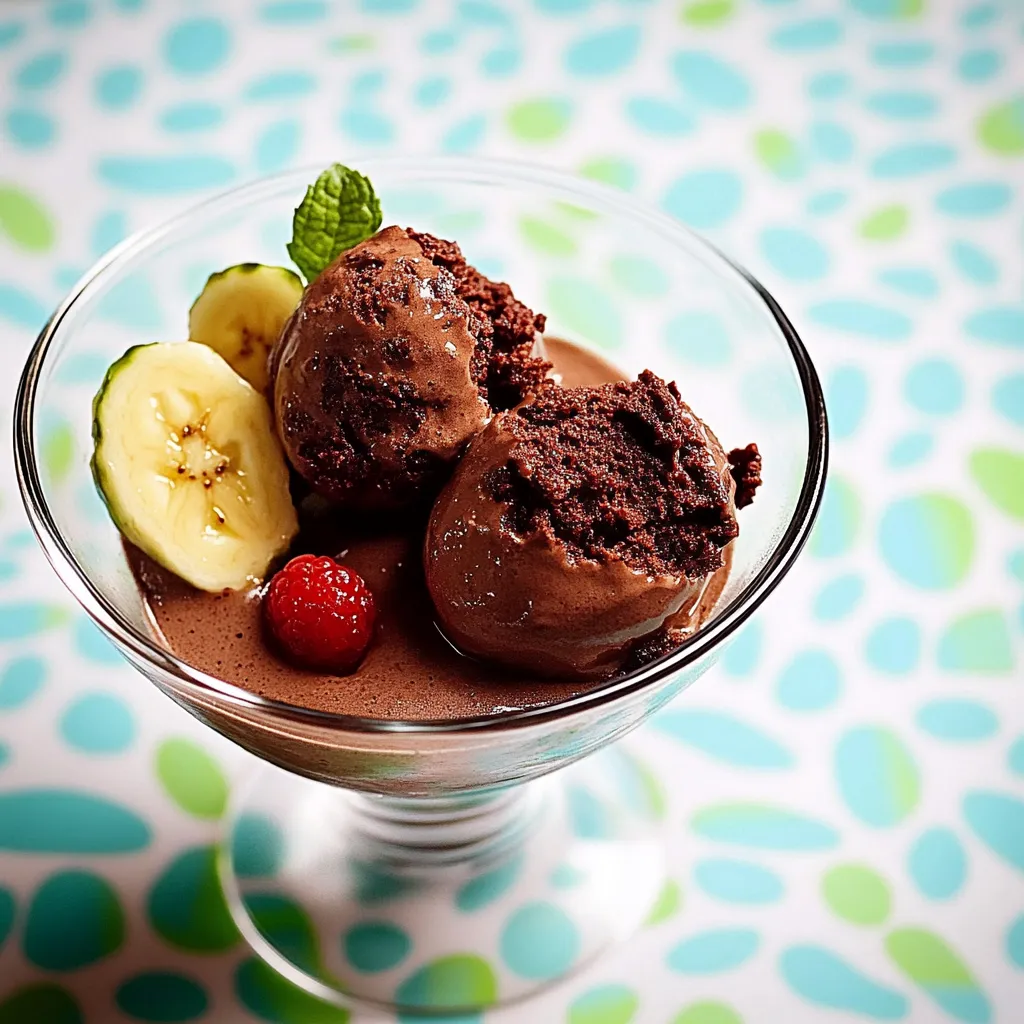 Glass com chocolate e frutas.