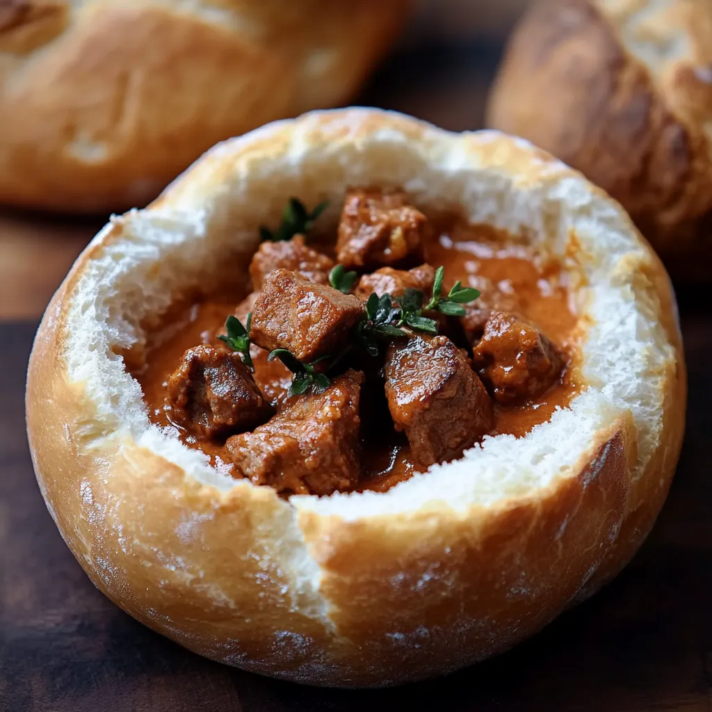 Um bolso de pão com carne no centro.
