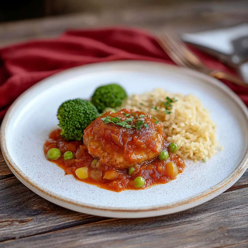 Um prato com arroz, peixe, cenoura e brócolis.
