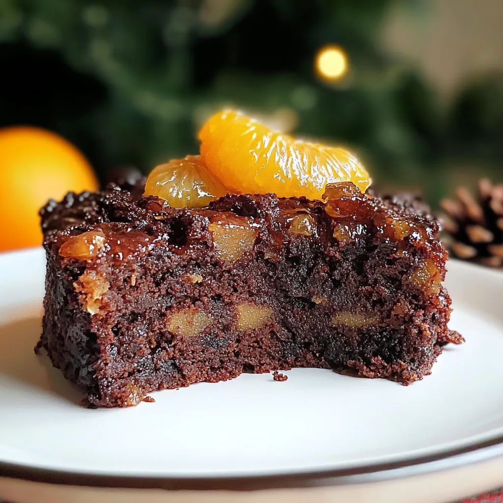 Um bolo de chocolate com uma maçã no topo.