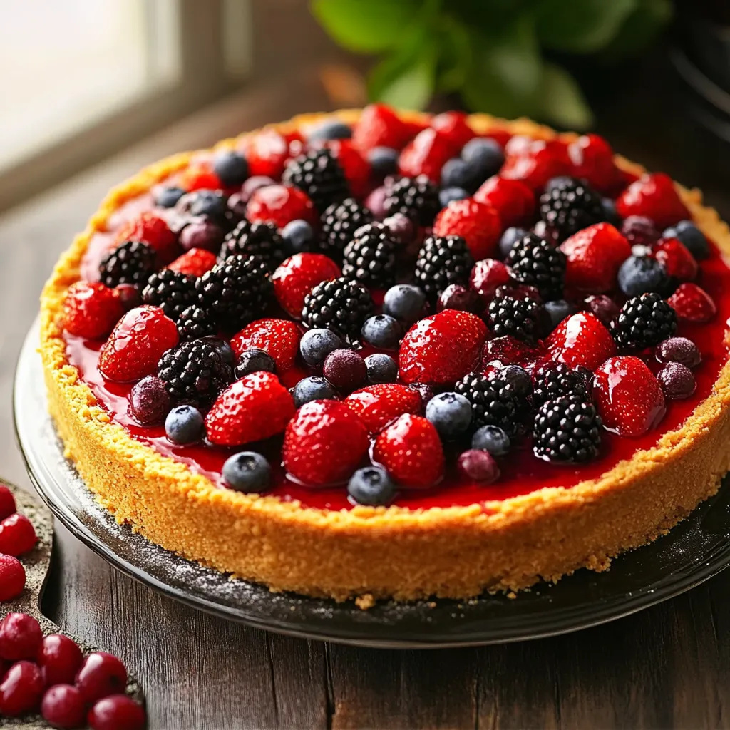 Cake com frutas vermelhas e negras.