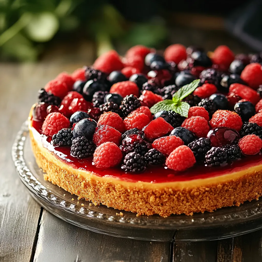 Cake com frutas vermelhas e negras.