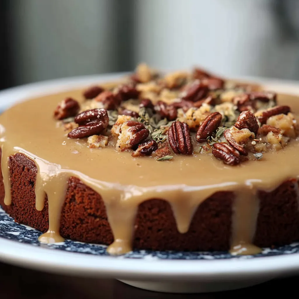 Cake com caramelo e nozes.