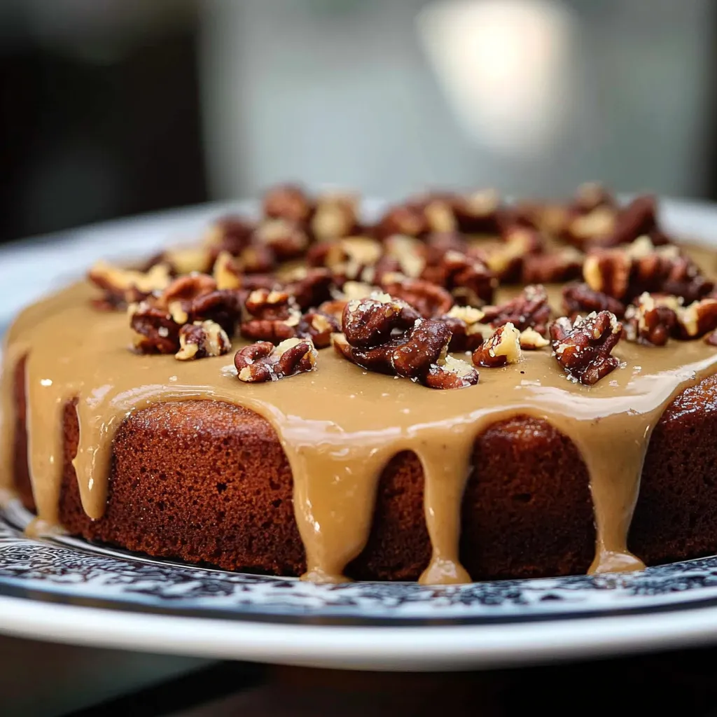 Cake com caramelo e nozes.