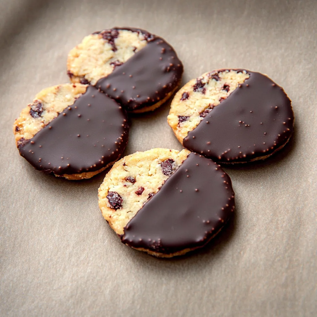 Quatro biscoitos com chocolate e manteiga.