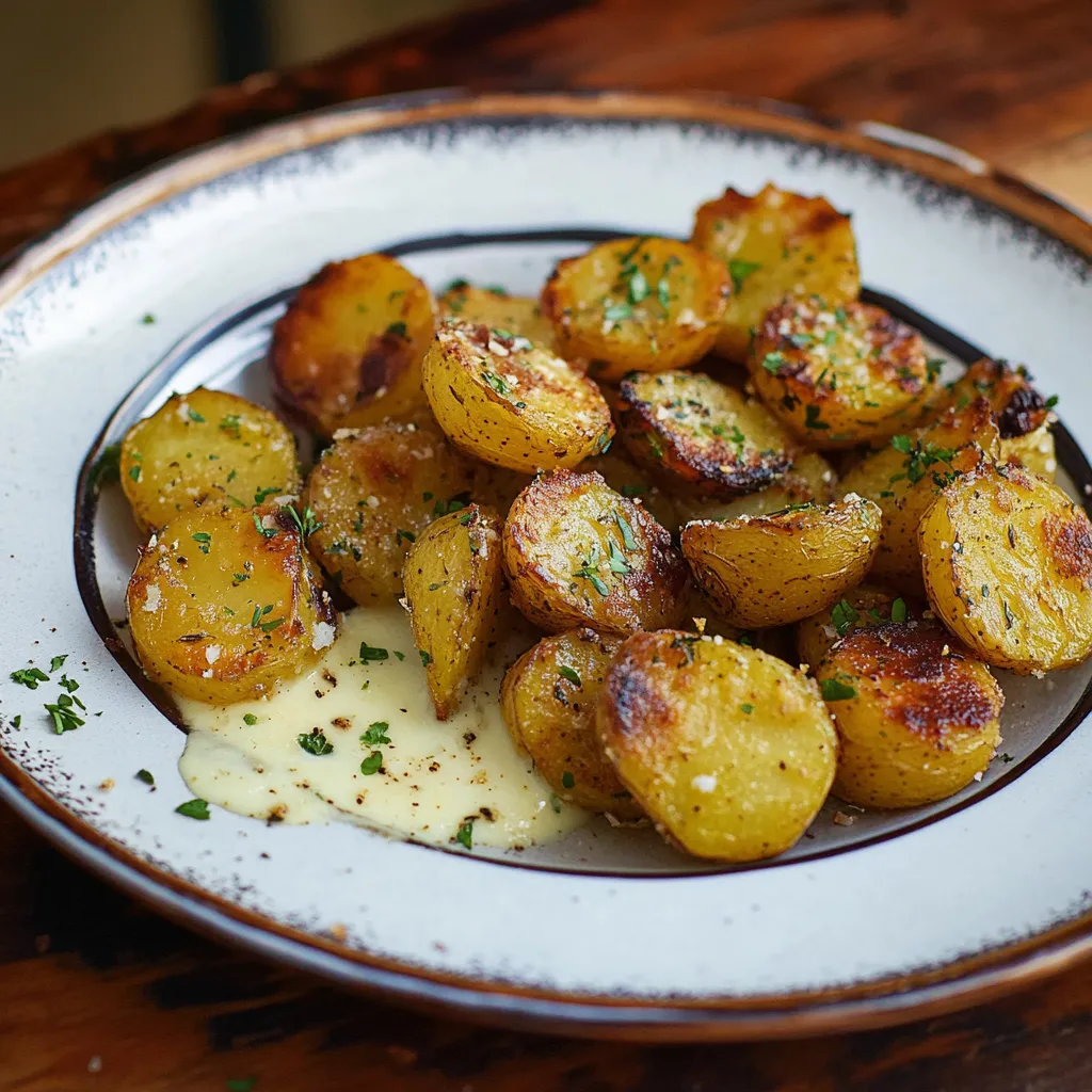Um prato cheio de papas fritas.