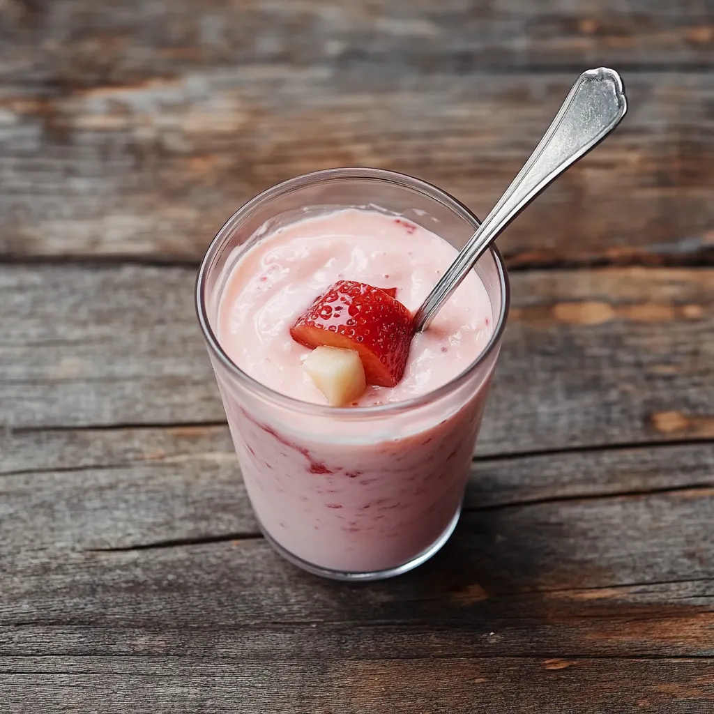 Glass com frutas e creme.