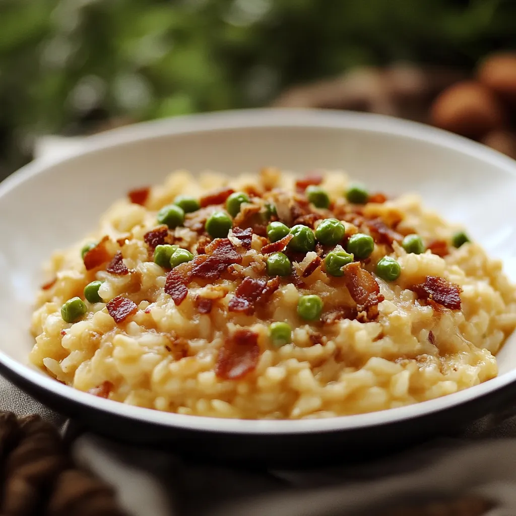 Riso com cebola e bacon.