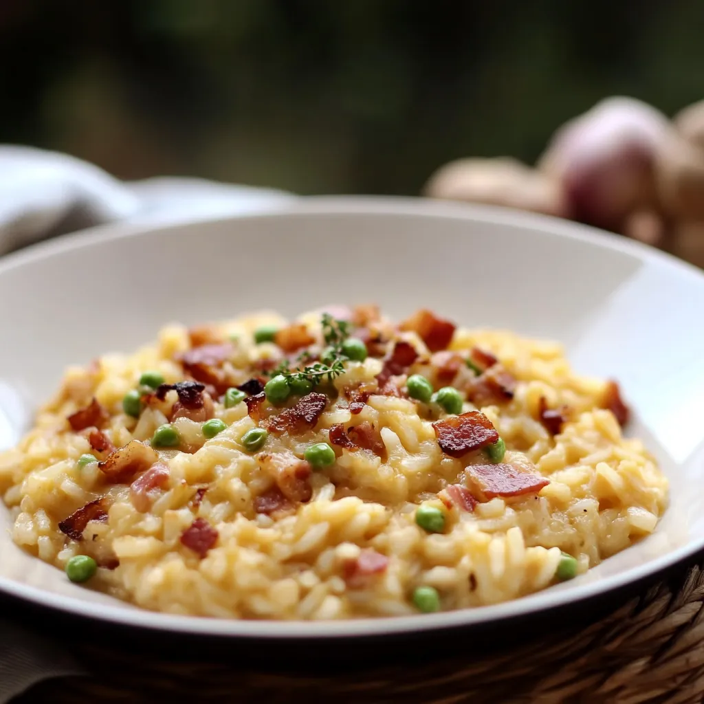 Riso com cebola e bacon.