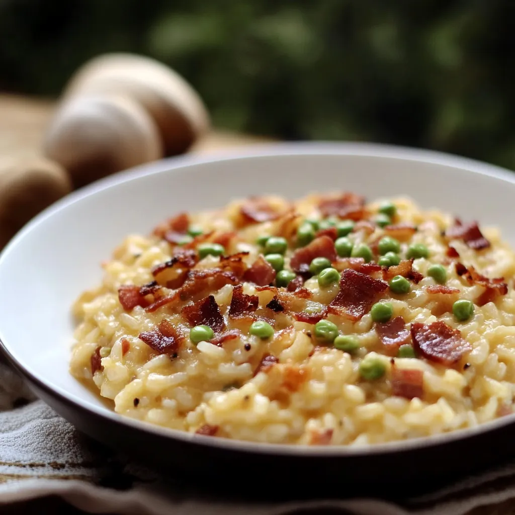 Riso com bacon e pimentões.