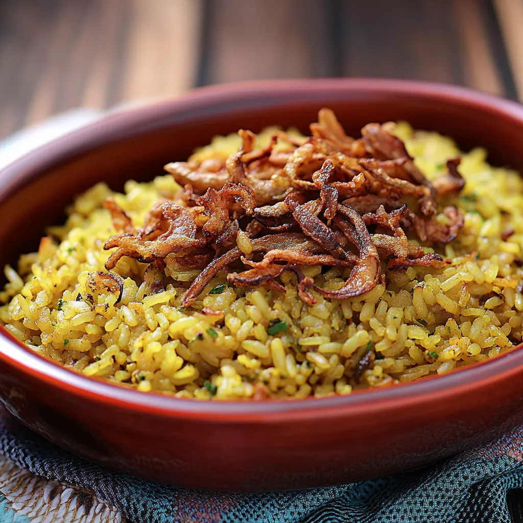 Arroz com fatias de carne.
