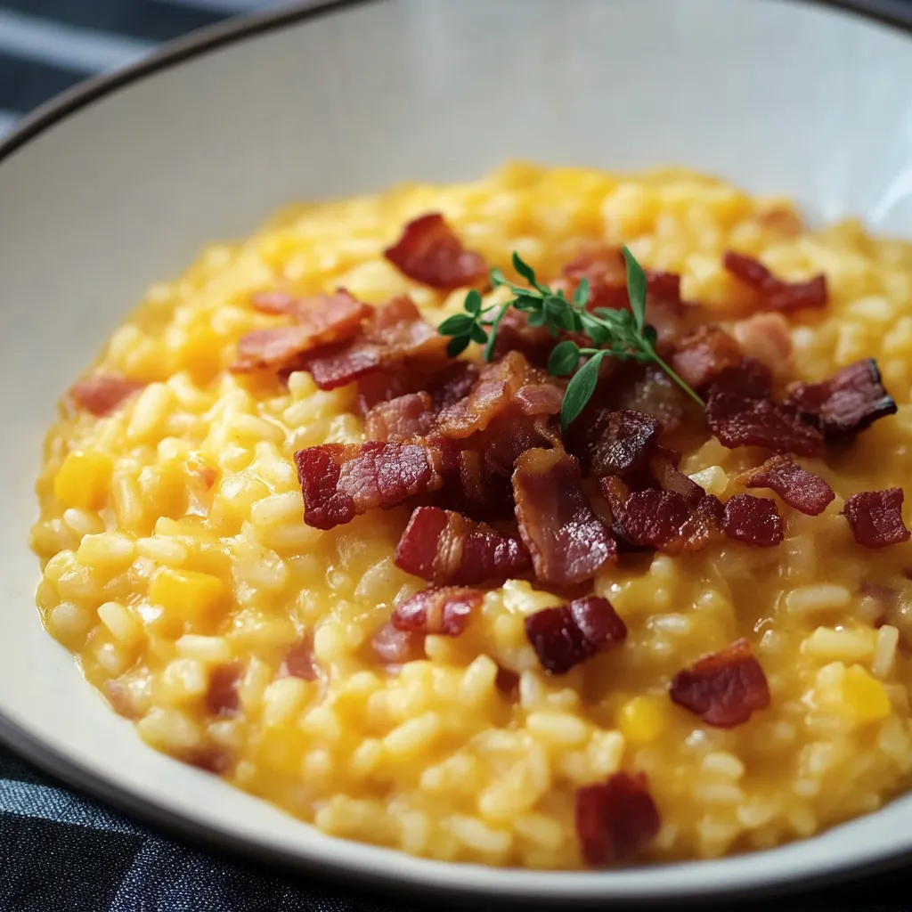 Riso com bacon e ervas.