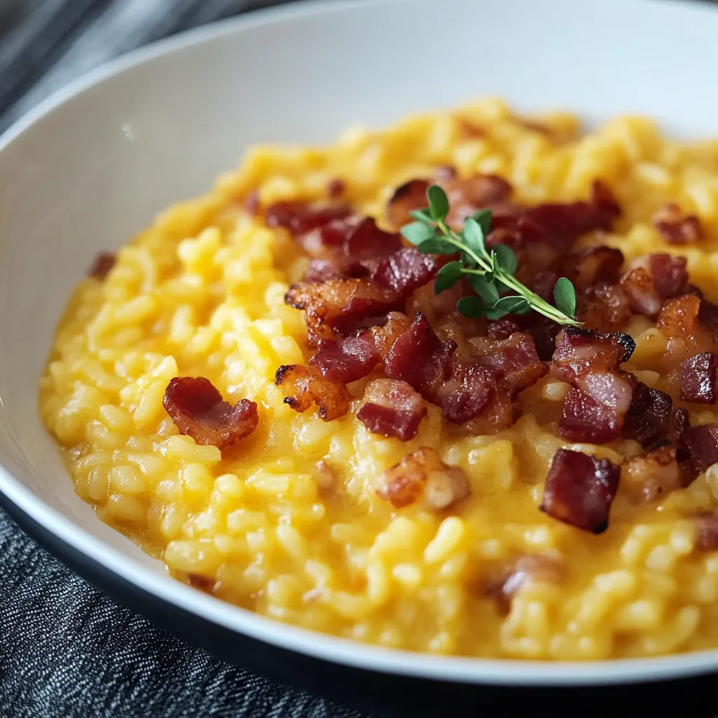 Riso com bacon e ervas.