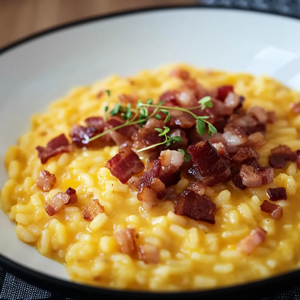 Riso com bacon e ervas.